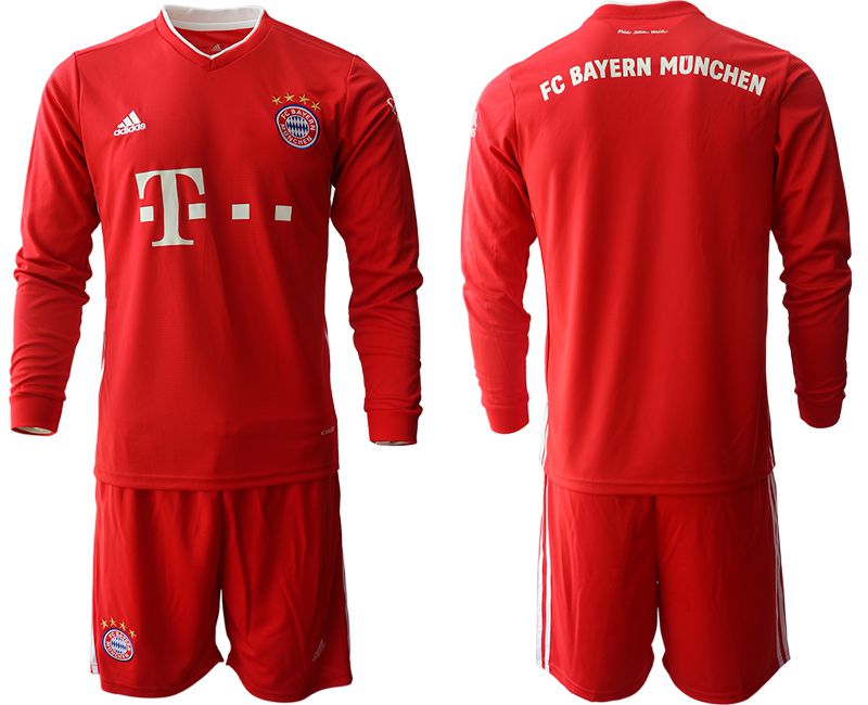 Men 2020-2021 club Bayern Munich home long sleeves red Soccer Jerseys->bayern munich jersey->Soccer Club Jersey